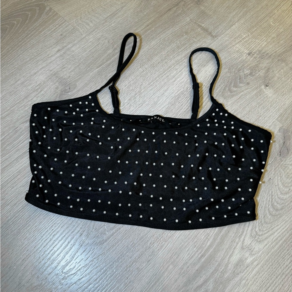 Pearl black crop top size medium